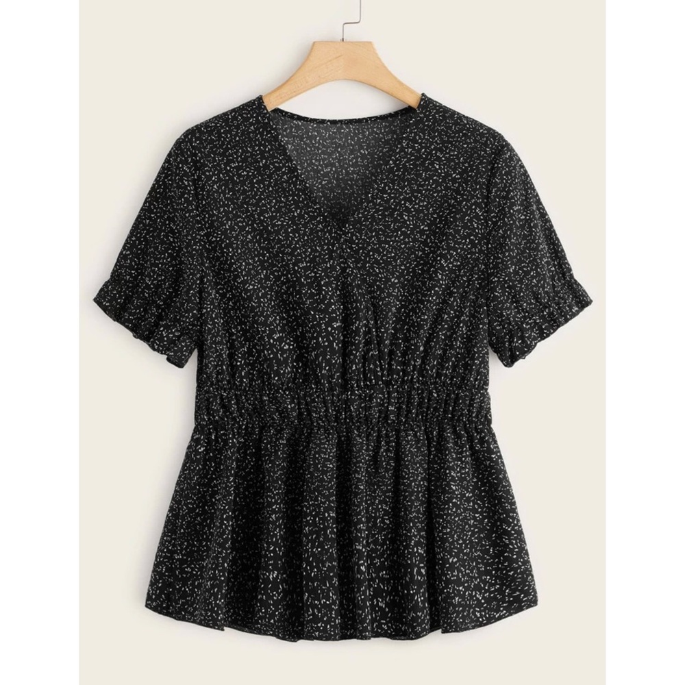 Black and White V neck Top